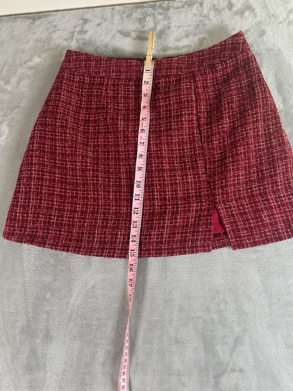 Francesca's Collections Blue Rain Burgundy Tweed Skirt - Picture 11 of 12